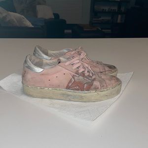 Golden Goose Pink Silver Leaf Hi Star Sneakers